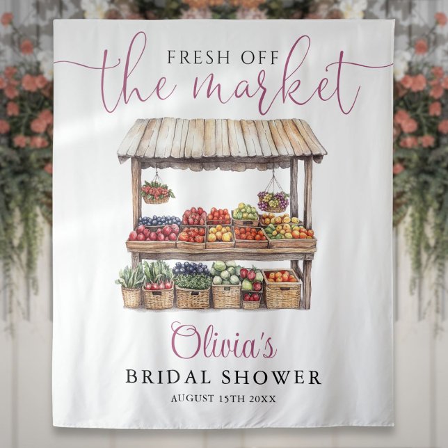 Fresh Off The Market Bridal Shower Photo Backdrop Tapestry (Fresh Off The Market Bridal Shower Photo Backdrop)
