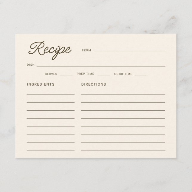 Fresh Off The Market Bridal Shower Recipe Card (Front)