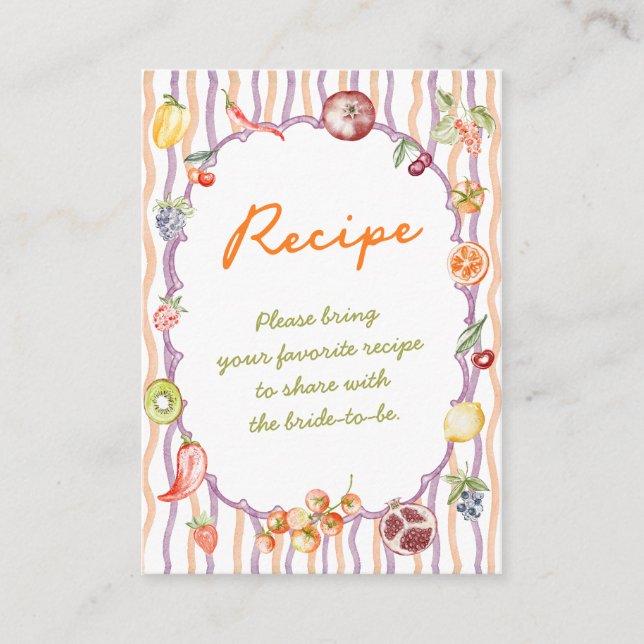 Fresh Off The Market Bridal Shower Recipe Enclosure Card (Front)