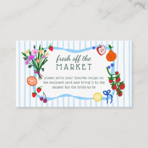 FRESH OFF THE MARKET Bridal Shower Recipe Request Enclosure Card