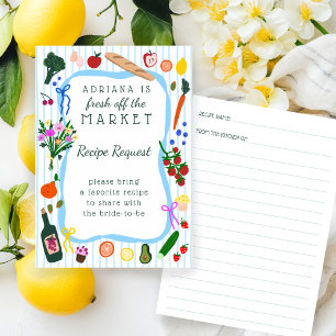 FRESH OFF THE MARKET Bridal Shower Recipe Request Enclosure Card