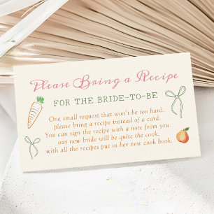 Fresh Off the Market Bridal Shower Recipe Request Enclosure Card