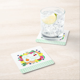 Fresh Off The Market Bridal Shower Square Paper Coaster