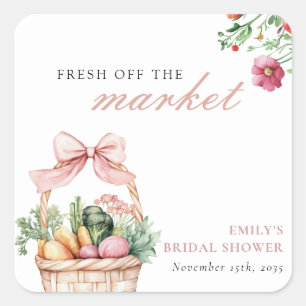 Fresh Off The Market Bridal Shower Square Sticker