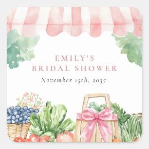 Fresh Off The Market Bridal Shower Square Sticker