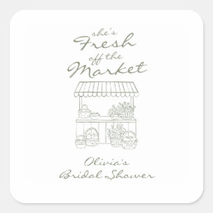 Fresh off the Market Bridal Shower Square Sticker
