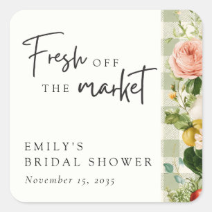 Fresh Off The Market Bridal Shower Square Sticker