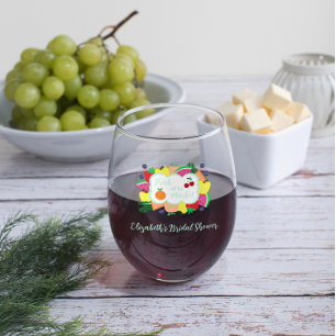 Fresh Off The Market Bridal Shower Stemless Wine Glass