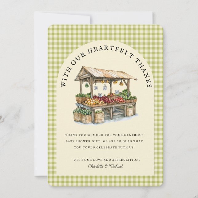 Fresh Off the Market Bridal Shower Thank You Card  (Front)