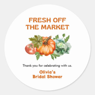Fresh Off The Market Bridal Shower Thank You Classic Round Sticker