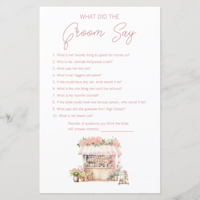 Fresh Off the Market Bridal Shower What Groom Says (Front)