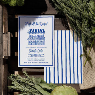 Fresh Off The Market Bridal Shower Whimsical Blue Invitation