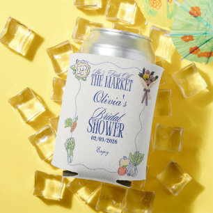 Fresh Off the Market Bridal Shower Whimsical  Can Cooler
