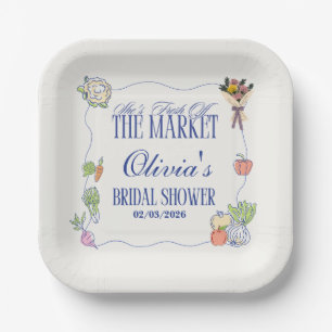 Fresh Off the Market Bridal Shower Whimsical  Paper Plate