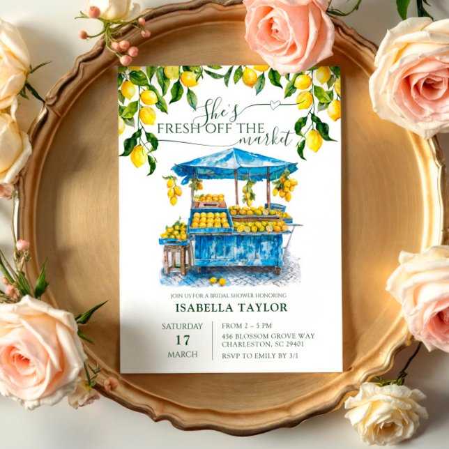 Fresh Off The Market Citrus Lemon Bridal Shower  Invitation (Creator Uploaded)
