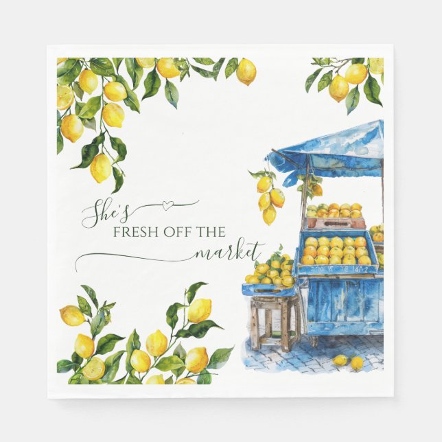 Fresh Off The Market Citrus Lemon Bridal Shower  Napkin (Front)