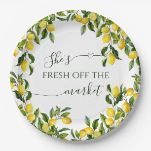 Fresh Off The Market Citrus Lemon Bridal Shower  Paper Plate