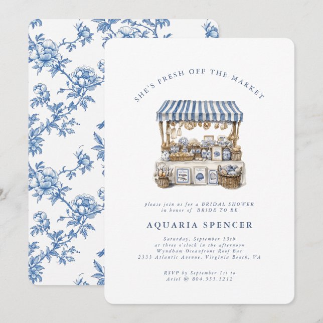 Fresh off the Market - Coastal Market Bridal  Invitation (Front/Back)
