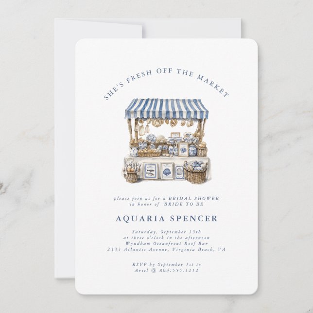 Fresh off the Market - Coastal Market Bridal  Invitation (Front)