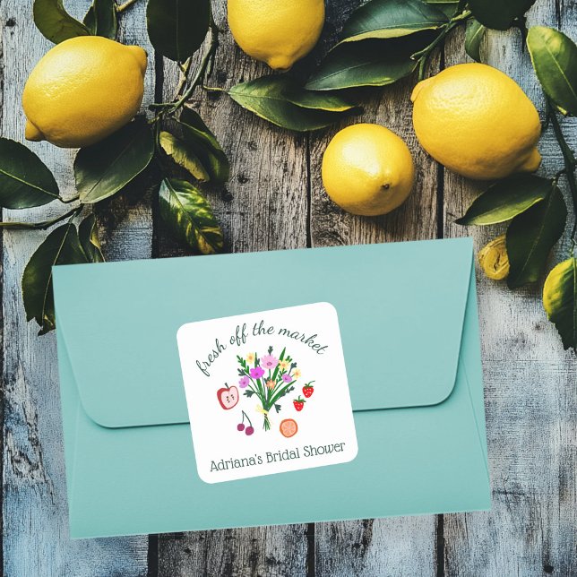 FRESH OFF THE MARKET Cute Custom Bridal Shower Square Sticker (FRESH OFF THE MARKET Cute Custom Bridal Shower Square Sticker
)