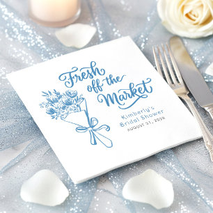 Fresh Off The Market Dusty Blue Bridal Shower Napkin