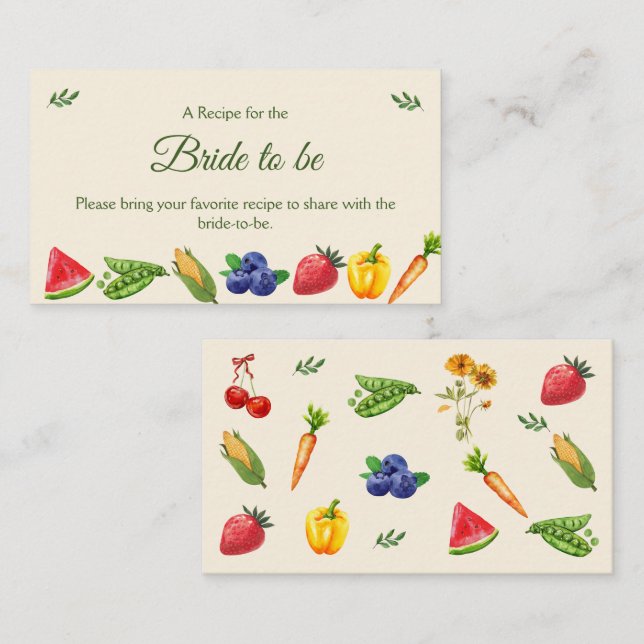 Fresh off the Market Farm Bridal Shower Recipe Enclosure Card (Front/Back)