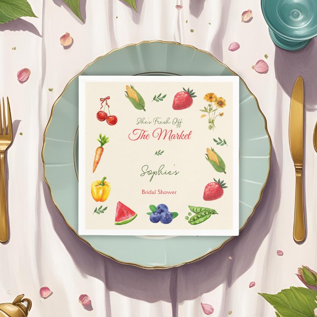 Fresh Off the Market Farmer Bridal Shower Napkin (Creator Uploaded)