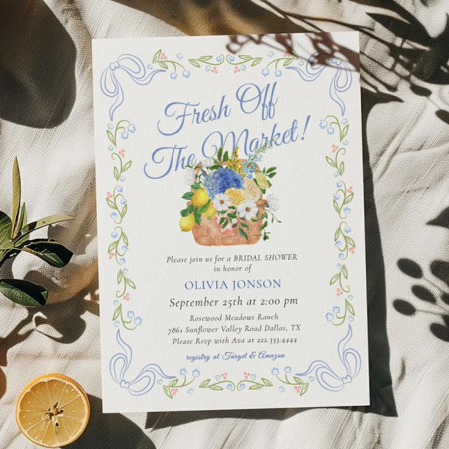Fresh Off The Market Farmers Floral Bridal Shower Invitation (Creator Uploaded)
