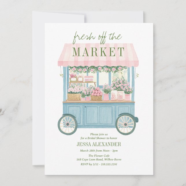 Fresh Off The Market Farmer's Floral Bridal Shower Invitation (Front)