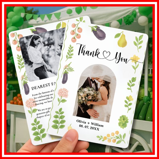  Fresh Off The Market Farmers Market Bridal PHOTO Thank You Card (Creator Uploaded)