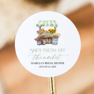 Fresh Off The Market Farmers Market Bridal Shower Classic Round Sticker
