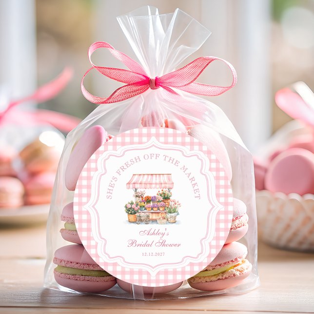 Fresh Off The Market Farmers Market Bridal Shower Classic Round Sticker (Creator Uploaded)
