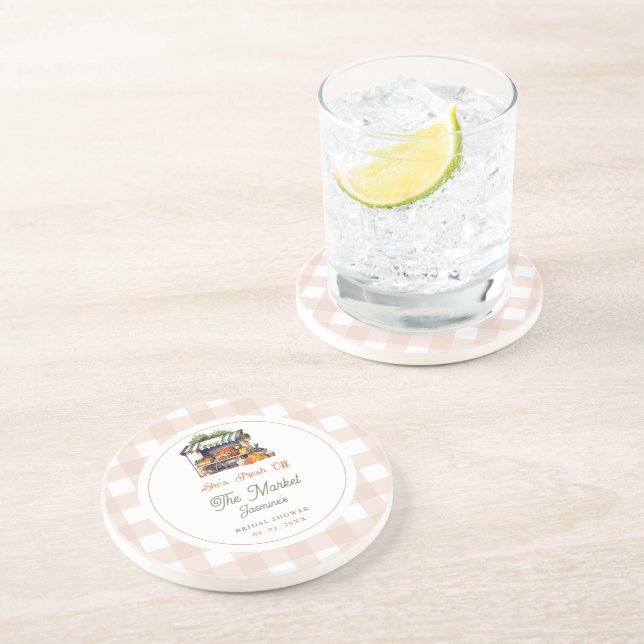 Fresh Off The Market Farmers Market Bridal Shower  Coaster (Side)