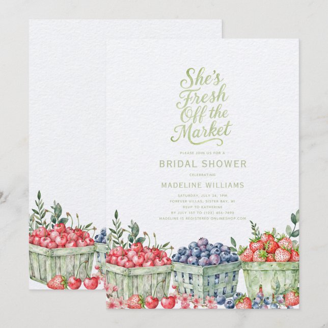 Fresh Off the Market Farmer's Market Bridal Shower Invitation (Front/Back)