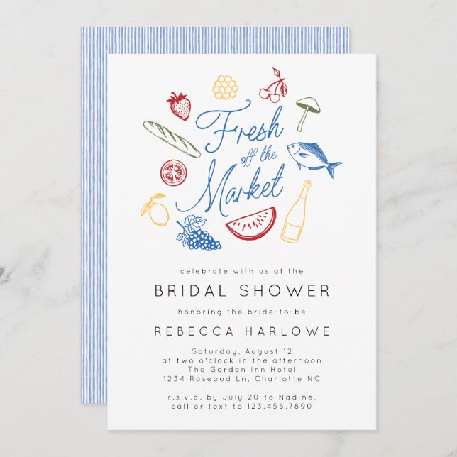 Fresh Off The Market Farmers Market Bridal Shower Invitation (Front/Back)