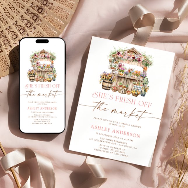 Fresh Off The Market Farmers Market Bridal Shower Invitation (Creator Uploaded)