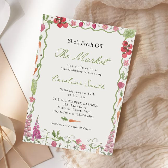 Fresh Off The Market Farmers Market Bridal Shower Invitation (Creator Uploaded)