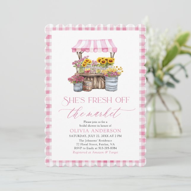 Fresh Off The Market Farmers Market Bridal Shower Invitation (Standing Front)