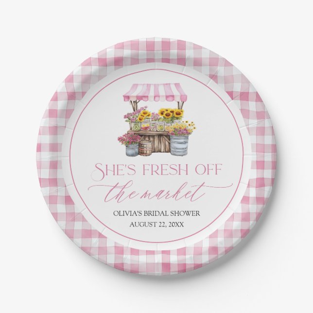Fresh Off The Market Farmers Market Bridal Shower Paper Plate (Front)