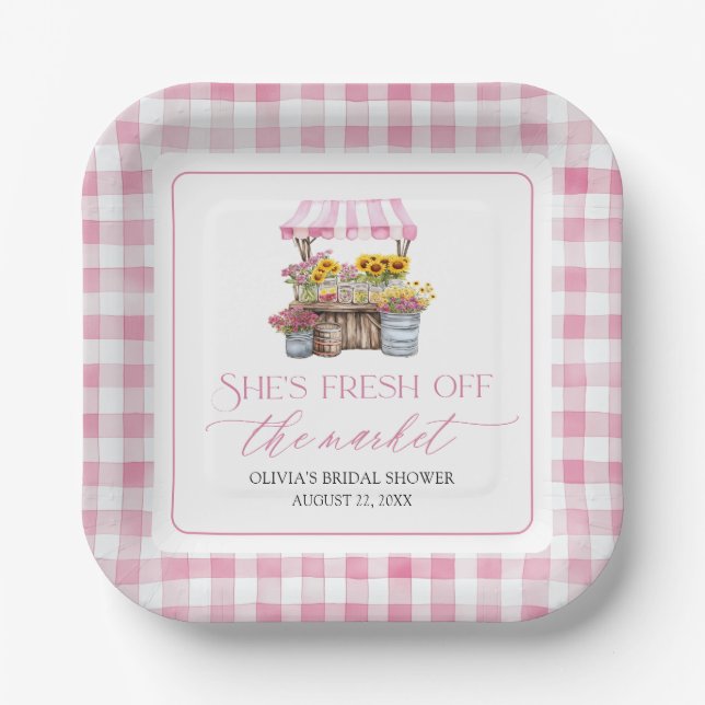 Fresh Off The Market Farmers Market Bridal Shower Paper Plate (Front)