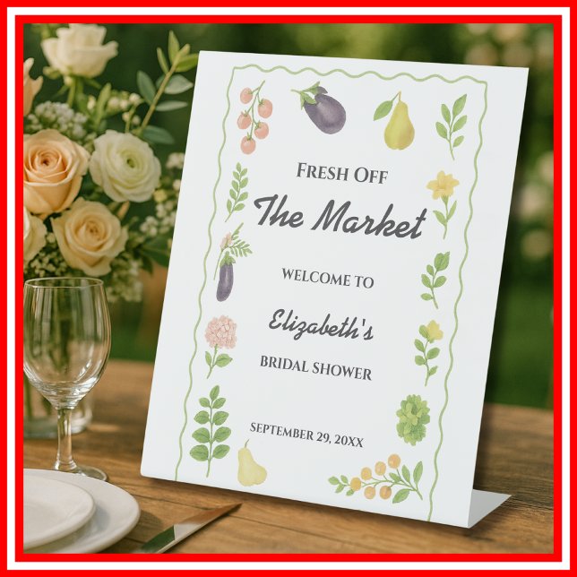 Fresh Off The Market Farmers Market Bridal Shower Pedestal Sign (Creator Uploaded)