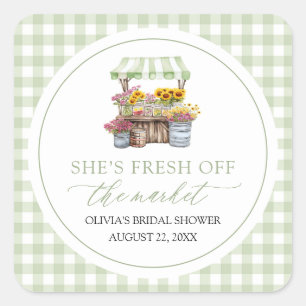 Fresh Off The Market Farmers Market Bridal Shower Square Sticker