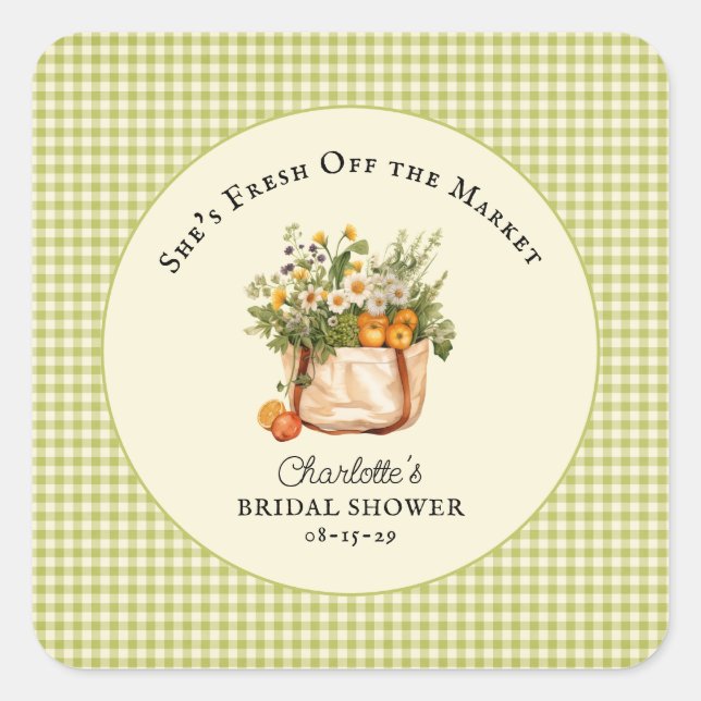 Fresh Off the Market Farmers Market Bridal Shower  Square Sticker (Front)