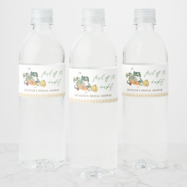 Fresh Off The Market Farmers Market Bridal Shower Water Bottle Label (Bottles)