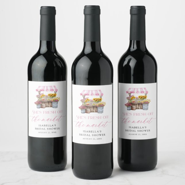 Fresh Off The Market Farmers Market Bridal Shower Wine Label (Bottles)
