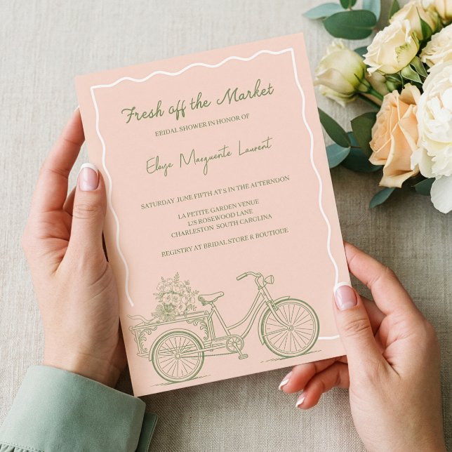 Fresh Off The Market Floral Bicycle Bridal Shower Invitation (Fresh Off The Market Floral Bicycle Bridal Shower Invitation)