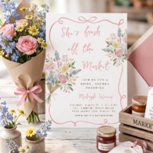 Fresh Off The Market Floral Bouquet Bridal Shower  Invitation