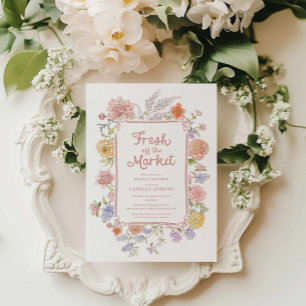Fresh off the Market Floral Bridal Shower  Invitation