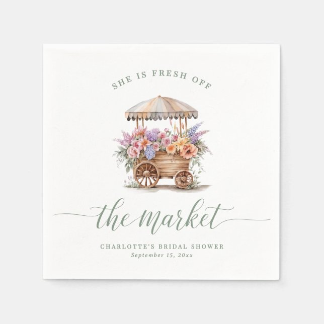 Fresh off the Market Floral Bridal Shower Napkin (Front)