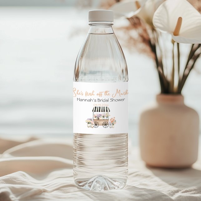 Fresh Off The Market Floral Bridal Shower Water Bottle Label (Creator Uploaded)